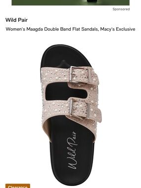 Wild Pair Women's Double-Band Crystal Buckle Sandals in Blush
